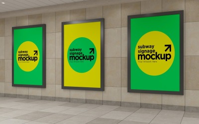 Subway Three Sign Mockup 04