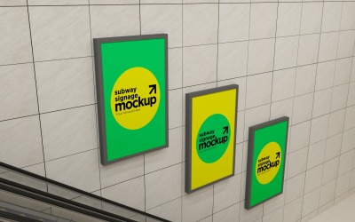 Subway Three Sign Mockup 12