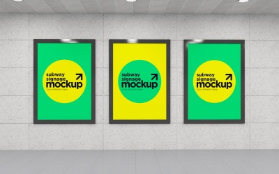 Subway Three Sign Mockup 22