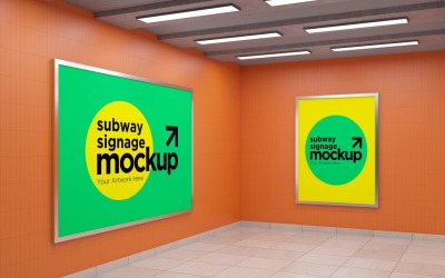 Subway Two Signage Horizontal  And Vertical Mockup