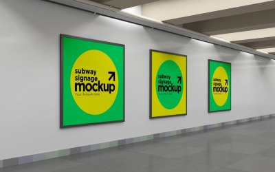 U-Bahn drei quadratisches Schild Mockup