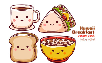 Kawaii Breakfast Vector Pack #01