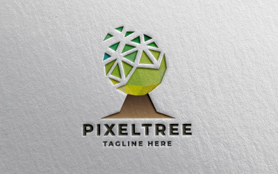 Plantilla profesional de logotipo de árbol de píxeles