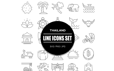 Thailand Icon Set Bundel Reizen Azië Pictogrammen