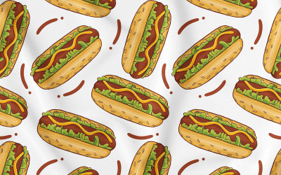 Bezešvý vzor hot dog (fast food)