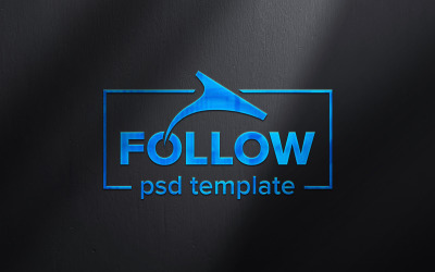 En blå logotyp för en psd-mockup-designmall