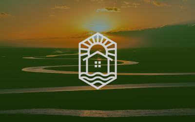 Logotipo da natureza da paisagem do nascer do sol
