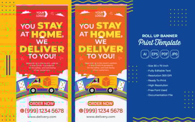 Plantilla de impresión de banner de rollo de servicio de entrega #03