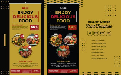 Restaurant Roll Banner #01 Print Template