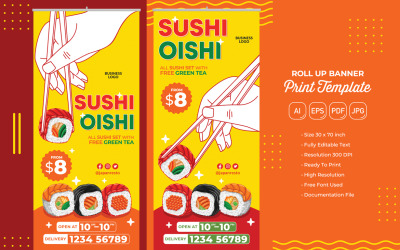 Restaurant Roll Banner #06 Print Template
