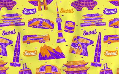Seoul Seamless mönster #03