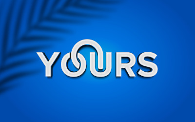 Teksteffect stijl 3d wit logo mockup op blauwe textuur achtergrond