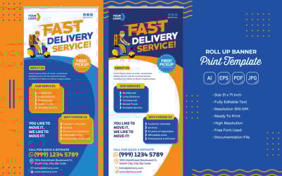 Teslimat Hizmeti Rulo Afişi #02 Baskı Şablonu