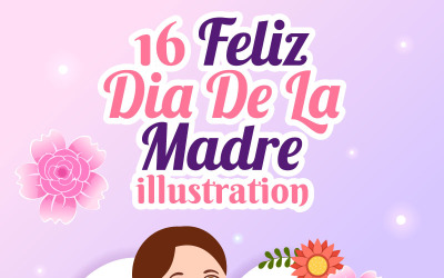 16 Feliz Dia De La Madre Ilustração
