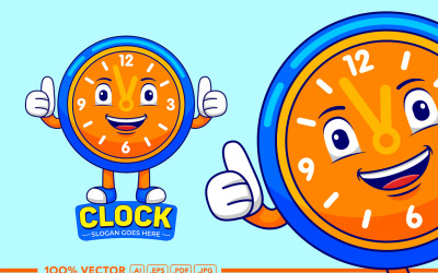 Styl wektor logo maskotki zegara