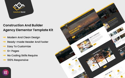 ConstruX World - Kit de modelo Elementor para agência de construção e construtor