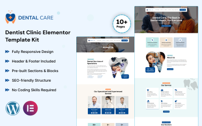 Dentalcare - Kit de plantillas Elementor para clínicas dentales