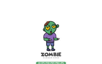 Modello di logo della mascotte dei bambini zombie