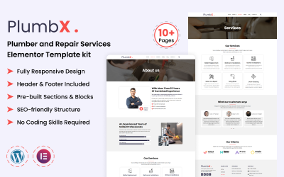 PlumbX - Klempner- und Reparaturdienste Elementor Template Kit