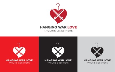 Wiszące projektowanie logo miłości wojny