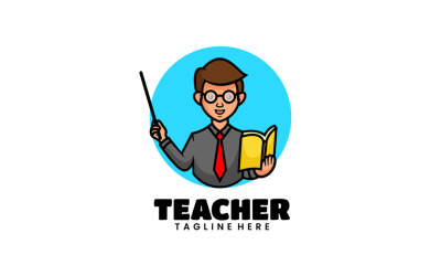Lärare maskot tecknad logotyp