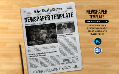 Modello di giornale di una pagina, Ms Word e Photoshop
