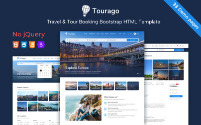 Tourago - Seyahat ve Tur Rezervasyonu Bootstrap HTML Şablonu