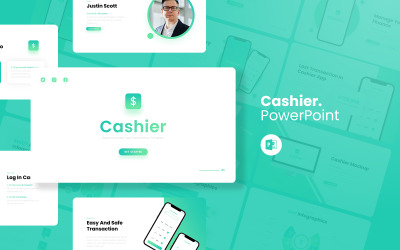 Cajero - Plantilla de PowerPoint para aplicaciones móviles de pago