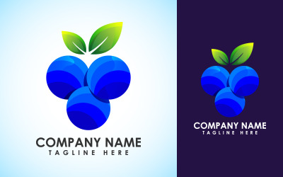 Kleurrijke Blueberry Logo ontwerpsjabloon. Bosbes vectorillustratie