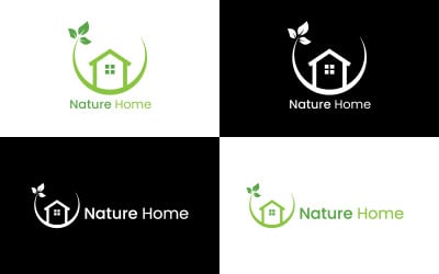 Modèle de logo immobilier maison nature