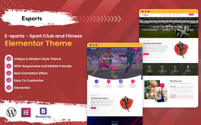 E-spor - Spor Kulübü ve fitness WordPress Teması
