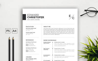 Modello di curriculum pulito per Designer