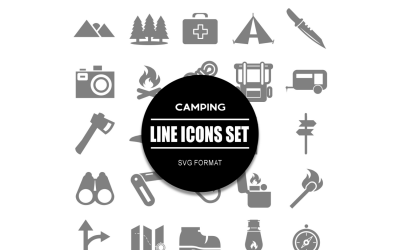 Camping Icon Bundle Set Nature Outdoor Icons