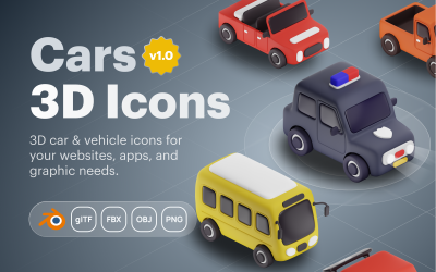 Carly - zestaw ikon 3D samochodów i pojazdów