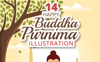 14 Glückliche Buddha Purnima-Illustration