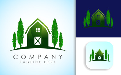 Modern bondgård koncept logotyp designmall. Jordbruks logotyp