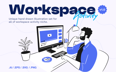 Spacy - conjunto de ilustrações de atividades do espaço de trabalho