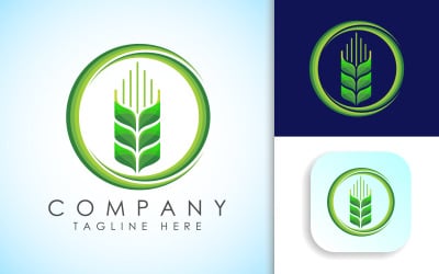Wheat in Circle. Agriculture Icon Logo Natural Product