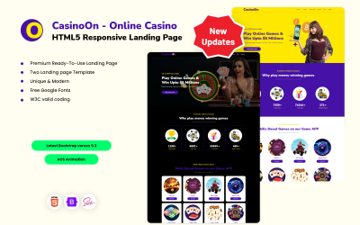 CasinoOn - Responsive HTML5-Landingpage für Online-Casinos