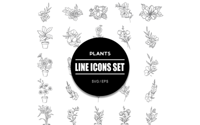 Conjunto de iconos de plantas Paquete de iconos de flores