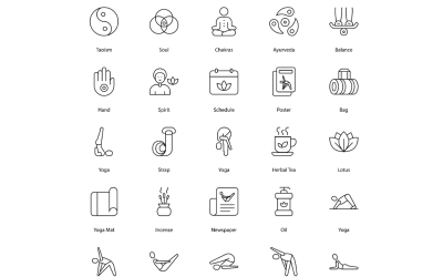 Conjunto de iconos de yoga Paquete de iconos de meditación