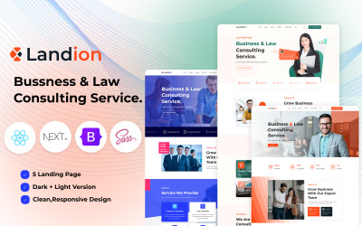 Landion - Bussness &amp;amp; Law Consulting Service React Next JS 登陆模板