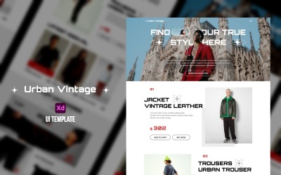 Modelo de interface do usuário vintage urbano - interface do usuário Adobe XD