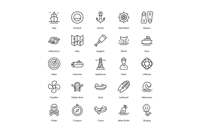Набор иконок для парусного спорта Ocean Sea Icons Bundle