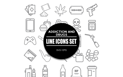 Наркомания и наркотики Icon Set Icons Bundle