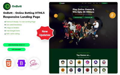 OnBett - Responsive HTML5-Zielseite für Online-Wetten