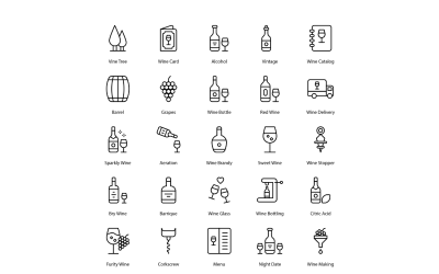 Paquete de iconos de bodega Conjunto de iconos de vino