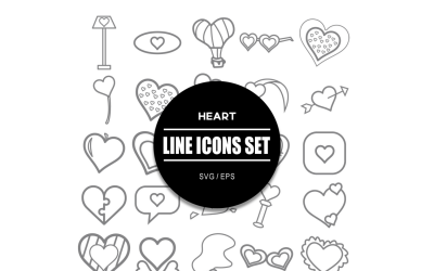 Srdce Icon Set Láska Ikony Bundle