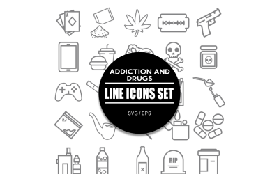 Sucht und Drogen Icon Set Icons Bundle