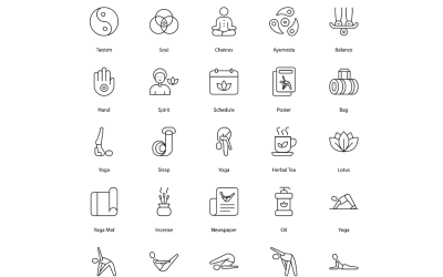 Yoga Icon Set Meditasyon Simgeleri Paketi